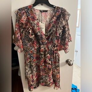 NWT Zara Floral Ruffle Dress - XS
